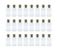 WYAN 24 Pezzi 3 ML Mini Bottiglie Vetro, Per Decorazione & Ripostiglio | Vetro, Trasparente, Con Tappo di Sughero, Collo Incavato, per Polvere, Gioielli & Messaggi in Bottiglia