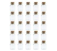 WYAN 25 Pezzi 4 ML Mini Bottiglie Vetro, Per Decorazione & Ripostiglio | Vetro, Trasparente, Con Tappo di Sughero, Collo Incavato, per Polvere, Gioielli & Messaggi in Bottiglia