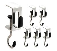 WYAN 6 Pezzi Gancio Regolabile per Tavolo, Gancio da Tavolo per Borsa da Ufficio, Gancio per Borsa, per tavolo, scrivanie, soggiorno, ufficio o ristoranti (Argento)