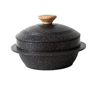 WYBZDA Antiaderente Dutch Oven Con Coperchio Casseruola Adatta All'induzione Per Cucinare Dolsot Bibimbap Manico Ad Anello Per Fornelli A Gas(Nero)