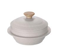 WYBZDA Antiaderente Dutch Oven Con Coperchio Casseruola Adatta All'induzione Per Cucinare Dolsot Bibimbap Manico Ad Anello Per Fornelli A Gas(Bianca)