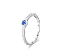 Wycian Anelli da sposa costosi da donna, in argento 925, 1,2 mm, con zirconi, piccolo zircone blu, misura 49 (15,6), per donna anniversario, 14 (17,2), Argento sterling, Zirconia cubica