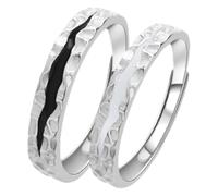 Wycian Anelli da uomo gay da donna, in argento 925, semplici zirconi martellati a mano, texture irregolare, regolabili, popolari per coppia, unisex, sorella, compleanno, gioielli, Verstellbar, argento