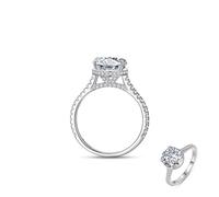 Wycian Anelli decorativi da donna in argento 925, 2 mm, zircone cubico, corona Halo 4 artigli, misura 49 (15,6) per Wife Capodanno, 49 (15.6), Argento sterling, Zircone cubico