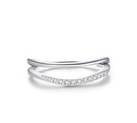 Wycian Anelli decorativi in argento 925 da 1,7 mm, con zirconi, design semplice a doppio strato, misura 49 (15,6), per la mamma della mamma, 49 (15.6), Argento sterling, Zirconia cubica