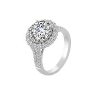 Wycian Anelli dell'amicizia anelli di fidanzamento in argento 9 carati bianco moissanite 4 denti rotondi con moissanite 2 carati misura 50 (15,9) Popolare per Lesbiche Cocktail Personalizzato