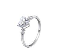 Wycian Anelli dell'amicizia con incisione in oro bianco 18 carati moissanite semplice cuore misura 62 (19,7) popolare per donna matrimonio personalizzato