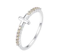 Wycian Anelli dell'amicizia con rune in oro bianco 9 K Au375 forma rotonda citrino misura 16 (17,8) anello per donna popolare gioielli regalo