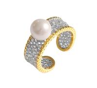 Wycian Anelli dell'amicizia migliori amiche, anelli da donna in argento 925, perle cave, 8-9 mm, misura regolabile per la festa del papà, Einstellbar, Argento sterling, Perla