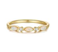 Wycian Anelli dell'amicizia rune celebrità anelli in oro giallo 9 K/14 carati Au375/Au585 marchese opale anello regalo semplice per mamma, 13 (16,9), Oro giallo 14 carati, Opale