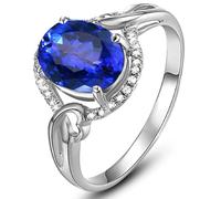 Wycian Anelli di Fidanzamento Argento Anelli Uomo Oro 18K Vero Zaffiro Creato in Laboratorio Ovale Cavo Numero 22 Solido Non Placcato Moderno per Sorella Festa Della Mamma Gioielli