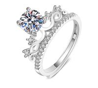 Wycian Anelli di promessa che non girano il dito verde 14 K oro bianco anello laboratorio diamante corona 4 poli rotondo 1 ct zirconia cubica taglia H 1/2 popolare per la festa della mamma, L 1/2, Oro