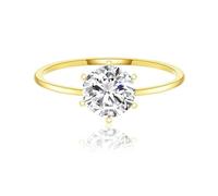 Wycian Anelli Donna Anelli Donna Oro Giallo 18K 750 Moissanite Solitario con 1 CT Moissanite Misurare 17 Aggiornamento 3.0 per Sorella Anniversario Gioielli