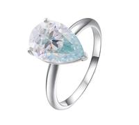 Wycian Anelli Donna Anelli Fidanzamento Oro Bianco 9K Moissanite Goccia D'Acqua con Moissanite da 4 Carati Misurare 15 Moderno per Signore Nozze Gioielli