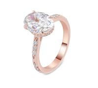 Wycian Anelli Donna Anello con La Pietra Moissanite Oro Rosa 9K con Moissanite di Forma Ovale da 3 CT Misurare 8 Moda per Zia Compleanno Gioielli