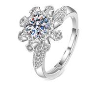 Wycian Anelli Donna Anello Uomo Oro Bianco 18K Moissanite Fiocco di Neve 2 Pezzi Misurare 20 Elegante per Sorella Fidanzamento Gioielli