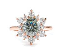 Wycian Anelli Donna Fidanzamento Anello con La Pietra Moissanite Oro Rosa 18K Fiore Misurare 17 Moda per Signore Compleanno Gioielli