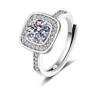 Wycian Anelli Donna Fidanzamento Oro Bianco 18K Anello Fede Donna Nuziale Diamante da Laboratorio Piazza Misurare 10 Moda per Sorella San Valentino Gioielli