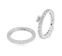Wycian Anelli Donna Vintage Anello Uomo Oro Bianco 18K Moissanite Eternità 2 Pezzi Misurare 20 Elegante per Sorella Nozze Gioielli
