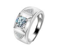 Wycian Anelli Fidanzamento Uomo Anelli Oro Bianco Donna 18Kt 750 Diamante da Laboratorio Triangolare Largo a 4 Punte 1 CT Misurare 26 Moda per Uomini Nozze Gioielli