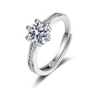 Wycian Anelli Nuziale Anello Oro Bianco 18K Moissanite Sei Artigli Misurare 12 Moderno per Moglie Cocktail Gioielli