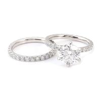 Wycian Anelli Nuziale Anello Oro Bianco Donna 18Kt Moissanite Rotondo 2 Pezzi Misurare 20 Moda per Signore San Valentino Gioielli