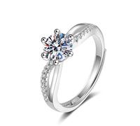 Wycian Anelli Nuziale Anello Oro Bianco Donna 18Kt Moissanite Sovrapposizione e Sei Artigli Misurare 23,5 Aggiornamento 3.0 per Moglie Cocktail Gioielli