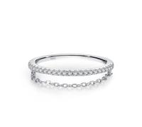 Wycian Anelli per partner da donna, in argento 925, 1,5 mm, con zirconi a doppio strato e fascia eterna, misura 49 (15,6) per Capodanno, 57 (18.1), Argento sterling, Zirconia cubica