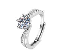 Wycian Anelli Vintage Anelli Oro Bianco Donna 18Kt 750 Diamante da Laboratorio Orecchini Tondi a 6 Punte Intrecciati, 1 CT Misurare 25 Premio per Moglie Festa Della Mamma Gioielli