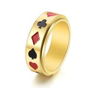 Wycian Anelli Vintage Donna, Anello Nuziale in Oro Titanio Taglia 15 8mm Carte da Gioco Custom Regalo per Figlia Mother'S Day Gioielli