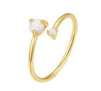 Wycian Anello 49 Anello Opale Nobile Oro Giallo 9K Au375 di Forma Rotonda Colorato per Lesbica Sorella Regalo