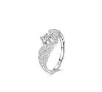 Wycian Anello alla moda da donna, in argento 925, 1,9 mm, con zirconi, ali d'angelo, misura 49 (15,6), per la festa della mamma, 12 (16,6), Argento sterling, Zirconia cubica