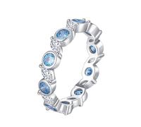 Wycian Anello Argento Giovane Ragazza Anello Matrimonio Oro Bianco 9K/14K Au375/Au585 Topazio per Lesbica Moglie, 47.5, Oro bianco 14 carati, Topazio