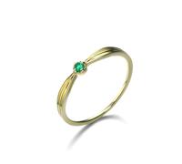 Wycian Anello blu Moissanite Anello di fidanzamento verde a forma rotonda smeraldo per donna Capodanno, 20, Oro giallo 18 carati, Smeraldo