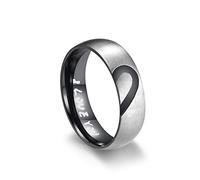 Wycian Anello con ciondolo a forma di cuore, personalizzabile in acciaio a forma di cuore, per uomo, donna, fede nuziale, gioielli, Nessuna pietra preziosa