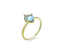 Wycian Anello con cristalli, fedi nuziali blu con incisione in oro giallo 18 carati, topazio oro chiaro, forma triangolare con moissanite bianco, misura 45 (14,3) per donna matrimonio, 11, Oro giallo