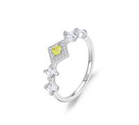 Wycian Anello con incisione "Best Friends" in argento 925, 1,5 mm, con zirconi, elegante design quadrato, misura 49 (15,6) per anniversario, 14 (17,2), Argento sterling, Zirconia cubica