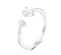 Wycian Anello con incisione Best Friends Ring Moissanite 9K/14K Au375/Au585 3 X 5 mm a forma di pera moissanite anello per lesbiche, gioielli classici, 20 (19,1), Oro bianco 14 carati, Moissanite