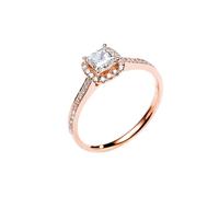 Wycian Anello con incisione Diamond Ring for Women Original Rose Gold con diamante 0,44 CT misura 63 (20,1) massiccio, non placcato, popolare per cocktail da donna, 18 (18,5), oro rosa 9 K, Diamante
