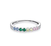 Wycian Anello Coppia Incisione Anello Fede Argento 1.9mm Singola fila di Zirconi Colorati con Rilievo a Forma di Freccia Dimensione per Lesbiche, 59, Argento sterling, Zirconia cubica