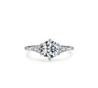 Wycian Anello da donna 8 mm, in argento 925, con zircone cubico, con montatura solitaria, misura 49 (15,6), per compleanno, 12 (16,6), Argento sterling, Zircone cubico
