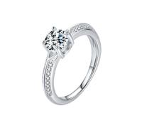 Wycian Anello da donna, anello di fidanzamento Moissanite, 9 K/14 K, Au375/Au585, 6 x 6 mm, forma rotonda, moissanite, per lesbiche, gioielli classici, 47 (15.0), Oro bianco 9 K, Moissanite