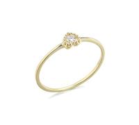 Wycian Anello da donna blu, anello di fidanzamento da donna Moissanite D di forma rotonda Moissanite per Capodanno, 47.5, Oro giallo 18 carati, Moissanite