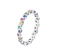 Wycian Anello da donna con incisione in oro bianco 9 K/14 K, Au375/Au585, forma rotonda, per donna, 18 (18,5), Oro bianco 9 K, Nessuna pietra preziosa