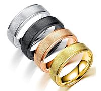 Wycian Anello da donna da 6 mm, in acciaio inox, con perla d'oro smerigliato, anelli per sposi, 25, Senza pietre preziose