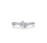 Wycian Anello da donna in argento, 1,5 mm, con doppi cuori, misura per donna, 59, Argento sterling, Zirconia cubica