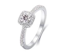 Wycian Anello da donna in platino, in oro bianco 18 carati, 0,1, misura 45 (14,3) per laurea, 11, Oro bianco 18 carati, Diamante realizzato