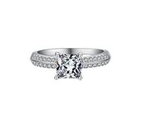 Wycian Anello da donna Moissanite, 9 K/14 K, Au375/Au585, 6 mm, a forma di principessa, moissanite, per lesbiche, classico, idea regalo, 62 (19.7), Oro bianco 9 K, Moissanite