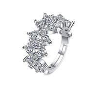 Wycian Anello da donna personalizzato in oro bianco, anello da donna in argento 9 K, moissanite cavo fiore goccia d'acqua con zirconi misura 45 (14,3) moderno per donna matrimonio personalizzabile, 62