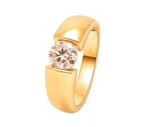 Wycian Anello da sposa con pietra, 14 carati, in oro giallo 1 misura 45 (14,3), per donna, matrimonio, matrimonio, matrimonio, da donna, 7, Oro giallo 18 carati, Moissanite